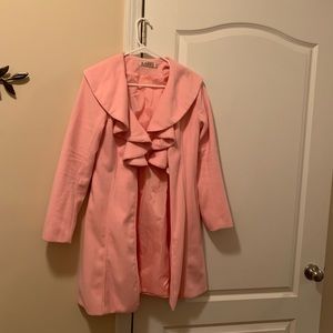Pink wool 3/4 length coat